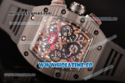 Richard Mille RM 011 Felipe Massa Flyback Chronograph Swiss Valjoux 7750 Automatic Carbon Fiber Case with Skeleton Dial and Black Rubber Strap - 1:1 Original