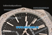 Audemars Piguet Royal Oak 41MM Asia Automatic Steel Case with Black Grids Dial Diamonds Bezel and Stick Markers