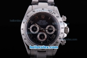 Rolex Daytona Oyster Perpetual Chronometer Automatic with Black Dial-White Bezel and Roman Marking