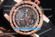 Richard Mille RM60-01 Asia Automatic Rose Gold Case with Skeleton Dial Black Rubber Strap and Stick/Arabic Numeral Markers