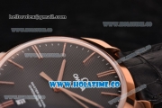 Omega De Ville Trésor Master Co-Axial Swiss ETA 2824 Automatic Rose Gold Case with Black Leather Strap and Black Dial