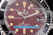 Rolex Submariner Vintage Asia 2813 Automatic Steel Case Red Dial Dot Markers and Black Nylon Strap