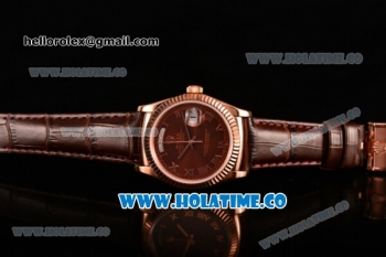 Rolex Day-Date Asia 2813/Swiss ETA 2836/Clone Rolex 3135 Automatic Rose Gold Case with Roman Numeral Markers and Brown Dial (BP)