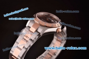 Rolex Datejust Swiss ETA 2836 Automatic Two Tone Case/Strap with Diamond Bezel and Brown Dial