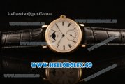 IWC Portofino Vintage Moonphase Asia 6497 Manual Winding Yellow Gold Case with White Dial and Black Leather Strap - (AAAF)