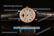 IWC Portofino Vintage Moonphase Asia 6497 Manual Winding Yellow Gold Case with White Dial and Black Leather Strap - (AAAF)