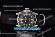 Rolex Submariner Vintage Asia 2813 Automatic Steel Case with Black Dial Black Nylon Strap and Dot Markers