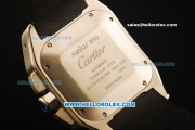 Cartier Santos 100 Swiss Valjoux 7753 Automatic Movement White Dial with Black Leather Strap