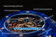 Hublot Big Bang Unico Blue Sapphire Chrono Swiss Valjoux 7750 Automatic Rubber Case Skeleton Dial With Stick/Arabic Numeral Markers Blue Rubber Strap