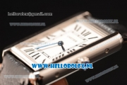 Cartier Tank Solo Swiss Quartz Movement Steel Case with White Dial and Black Leather Strap - 1:1 Origianl (ZF)