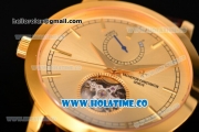 Vacheron Constantin Patrimony Tourbillon Swiss ETA 2824 Automatic Yellow Gold Case with Stick Markers and Gold Dial