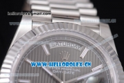 Rolex Day-Date II Swiss ETA 2836 Automatic Stainless Steel Case/Bracelet with Black Dial and Stick Markers (BP)