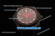 Hublot King Power Chrono Swiss Valjoux 7750 Automatic PVD Case with Black Dial and Red Stick Markers