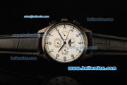 IWC Portuguese Grande Complication Automatic Movement PVD Case with White Dial and Black Leather Strap