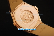 Omega Constellation Quartz Movement Rose Gold Case with Diamond Markers and Brown Leather Strap