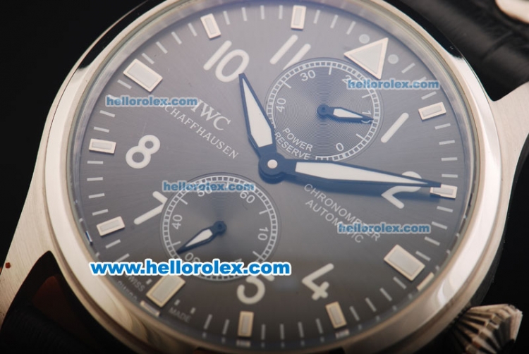 IWC Pilot's Watch Automatic Movement Steel Case with Black Dial and Whtie Arabic Numeral Markers - Click Image to Close