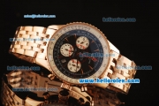 Breitling Montbrillant Swiss Valjoux 7750 Automatic Full Rose Gold with Black Dial and Stick Markers