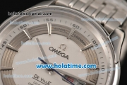 Omega De Ville Hour Vision Co-Axial Annual Calendar Clone 8500 Automatic Full Steel with Stick Markers and White Dial - 1:1 Original