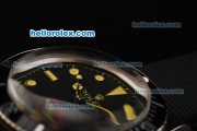 Rolex Submariner Oyster Perpetual Swiss ETA 2836 Automatic Movement Black Dial with Yellow Indexes and Black Nylon Strap
