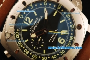 Panerai Pam 193 Luminor Submersible Automatic Movement Steel Case with Green Markers and Brown Leather Strap