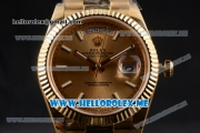 Rolex Day-Date Clone Rolex 3255 Automatic Yellow Gold Case/Bracelet with Yellow Gold Dial and Stick Markers