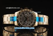 Rolex Daytona Chronograph Swiss Valjoux 7750 Automatic Steel Case with PVD Bezel and Grey Dial-Steel Strap