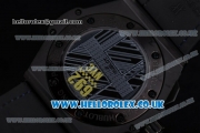 Hublot King Power Chrono Japanese Miyota OS20 Quartz PVD Case with Black Dial and Blue Leather Strap