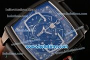 Tag Heuer Monaco Mikrograph Chrono Miyota Quartz PVD Case with Black Leather Bracelet and Black Dial