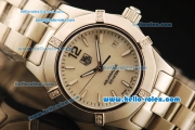 Tag Heuer Aquaracer Swiss ETA Quartz Movement Steel Case with Diamond Bezel and Beige MOP Dial