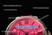 Cartier Ballon Bleu De Small Swiss Quartz Steel Case with Hot Pink Dial Roman Numeral Markers and Hot Pink Leather Strap