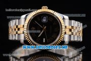 Rolex Day-Date II Asia Automatic Two Tone Case/Bracelet with Black Dial and Roman Numeral Markers