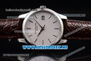 Patek Philippe Calatrava Miyota Quartz Steel Case with White Dial and Brown Leather Strap Stick Markers