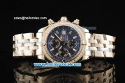 Breitling Chronomat Evolution Chronograph Swiss Valjoux 7750 Automatic Movement Steel Case with Blue Dial and Diamond Bezel