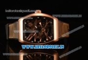 Franck Muller Vanguard Miyota Automatic Copy Tourbillon Rose Gold Case With Skeleton Dial Leather/Rubber Strap