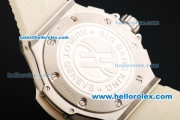 Hublot Big Bang King Chronograph Miyota Quartz Movement Steel Case with White Dial and White Rubber Strap