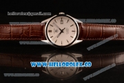 Tag Heuer Carrera Calibre 5 wiss ETA 2824 Automatic Steel Case with White Dial Stick Markers and Brown Leather Strap