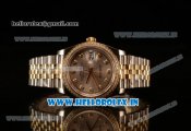 Rolex Datejust 37mm Swiss ETA 2836 Automatic Two Tone with Sliver Dial and Diamods Markers Diamonds Bezel