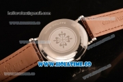 Patek Philippe Calatrava Miyota Quartz Steel Case with White Dial and Roman Numeral Markers - Diamonds Bezel