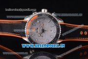 Omega Seamaster Planet Ocean Chronograph Clone Omega 9300 Automatic Steel Case Grey Dial Black Leather Strap and Stick Markers (EF)