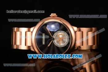 Cartier Rotonde De Miyota Quartz Rose Gold Case/Bracelet with Black Dial