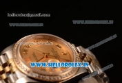 Rolex Datejust 37mm Swiss ETA 2836 Automatic Two Tone with Gold Dial and Roman Diamods Markers Diamonds Bezel