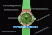 Hublot Big Bang Tutti Japanese Miyota Quartz Rose Gold Case with Green Dial Stick Markers and Green Rubber Strap