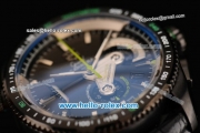 Tag Heuer Grand Carrera Calibre 36 RS Caliper Chrono Miyota OS20 Quartz PVD Case with Black Leather Strap Green Second Hand and Black Dial - 7750 Coating