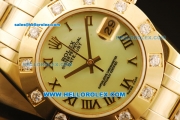 Rolex Datejust Automatic Movement Full Gold with Green Dial and Roman Numerals-ETA Coating Case