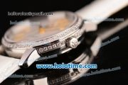 Vacheron Constantin Patrimony Swiss ETA 2824 Automatic Steel Case with White Leather Strap White Dial and Diamond Bezel