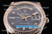 Rolex Day-Date Asia Automatic Steel Case with Diamonds Markers Blue Dial - Diamonds Bezel (BP)