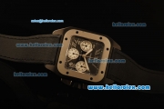 Cartier Santos 100 Swiss ETA 7753 Automatic Titanium Case with Black Dial and Black Nylon Strap - 1:1 Original