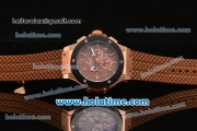 Hublot Big Bang Chronograph Miyota Quartz Rose Gold Case with Ceramic Bezel and Brown Dial