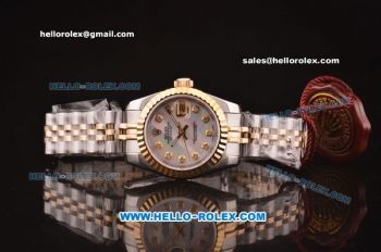 Rolex Datejust Ladies Swiss ETA 2671 Automatic Movement Two Tone Case with White MOP Dial and Diamond Markers