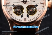 IWC Big Pilot Double Tourbillon Asia ST28 Automatic Rose Gold Case with White Dial and Brown Leather Strap Stick/Arabic Numeral Markers